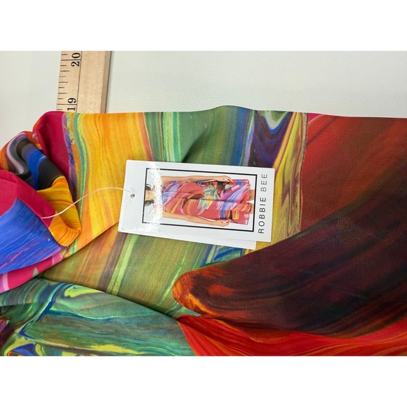 Robbie Bee Hot Pink Multi Abstract Lined Sleeveless Dress Womens XLarge NWT - Picture 9 of 10